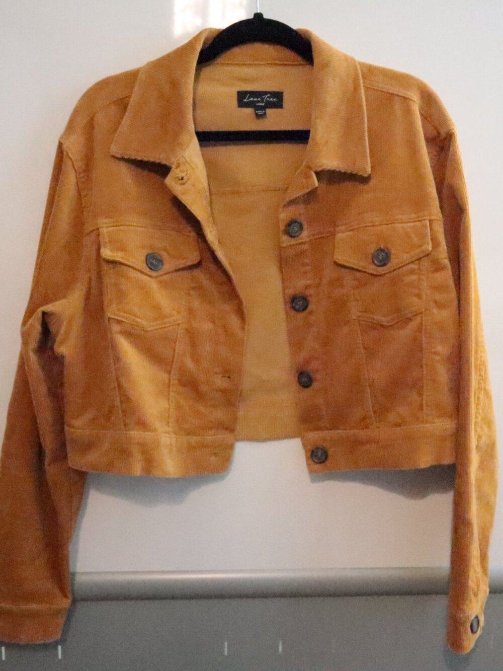 Love Tree Golden Corduroy Crop Jacket